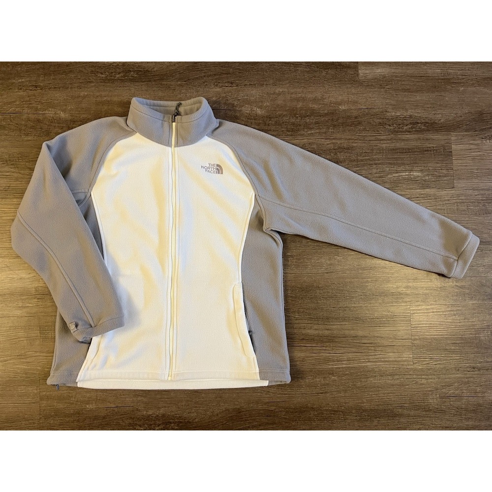 North Face Jacket Women XL White Two‎ Tone Full Zip Outdoor Hiking Fleece
